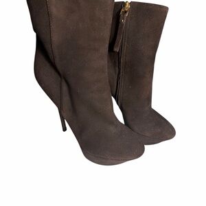 Sergio Rossi Mocha Suede Stiletto Platform  Ankle Boots Sz 38